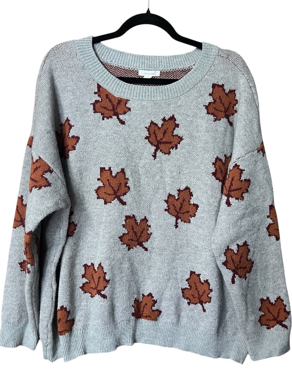 Maurice’s Women’s Fall Leaves Gray Sweater Sz 1X